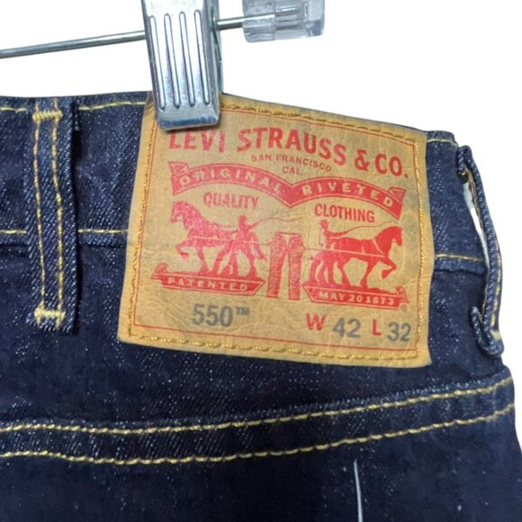 Levis Mens 550 Relaxed Fit Jeans Dark Wash 42 X 32 NEW Tapered Leg Stretch - Picture 10 of 13